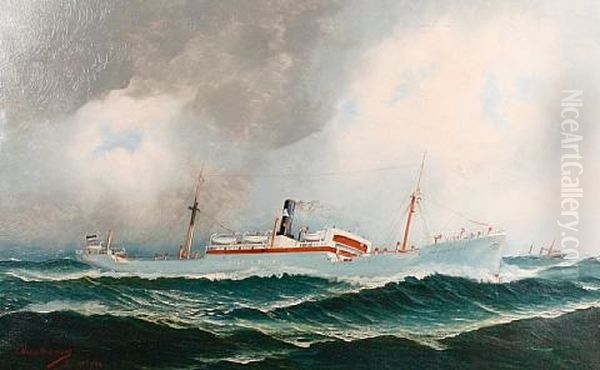 The Helene Menzell Out At Sea Oil Painting by John Henry Mohrmann