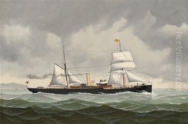 The Belgian Steamer "amelie" Bound For Spain Oil Painting by John Henry Mohrmann