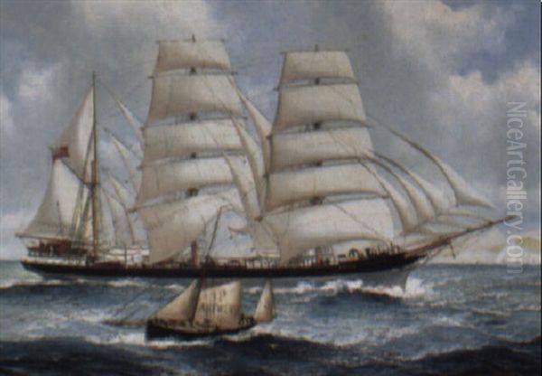 The Iron Barque 'southesk' Off The White Cliffs Of Dover Oil Painting by John Henry Mohrmann