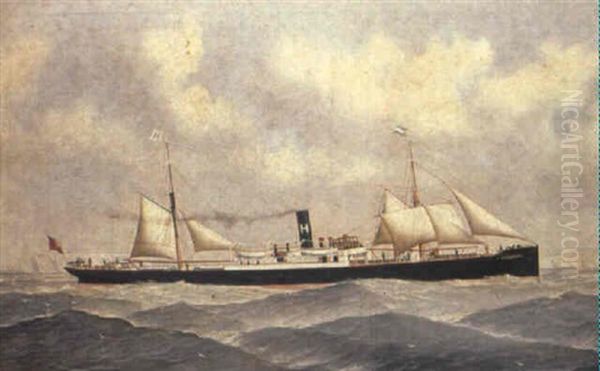 The Steamer Chelydra Off The Coast Oil Painting by John Henry Mohrmann