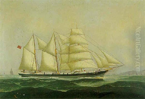 The Barquentine Yucatan Under Sail Oil Painting by John Henry Mohrmann