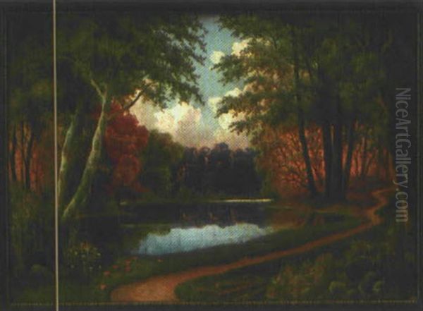 Parklandschaft Mit Teich Oil Painting by Wilhelm Mohrmann