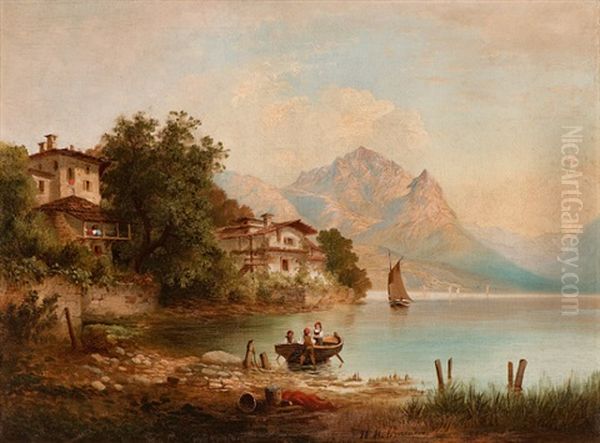 Alpine Idylle Oil Painting by Wilhelm Mohrmann