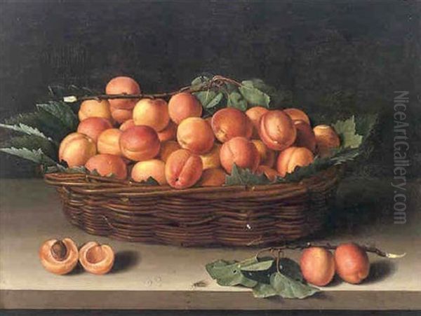 Nature Morte A La Corbeille D'abricots Oil Painting by Louise Moillon