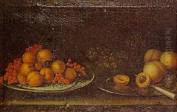 Nature Morte Aux Abricots, Groseilles Et Raisins Sur Un Entablement Oil Painting by Louise Moillon