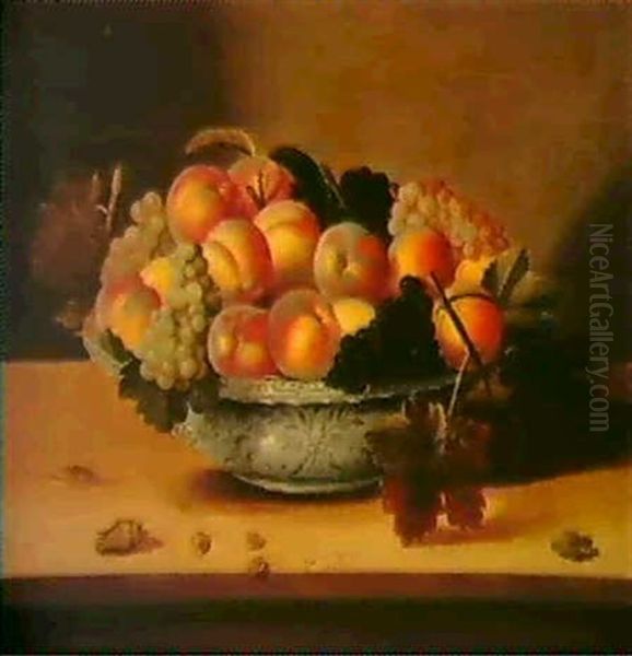 Coupe De Fruits Sur Un Entablement Oil Painting by Louise Moillon