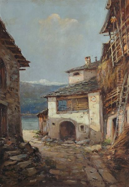 Borgo Sul Lago Oil Painting by Anacleto Moiraghi