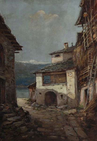 Borgo Sul Lago Oil Painting by Anacleto Moiraghi