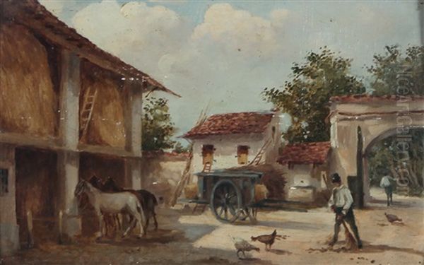 Cascina Supini Di Brescia Oil Painting by Anacleto Moiraghi