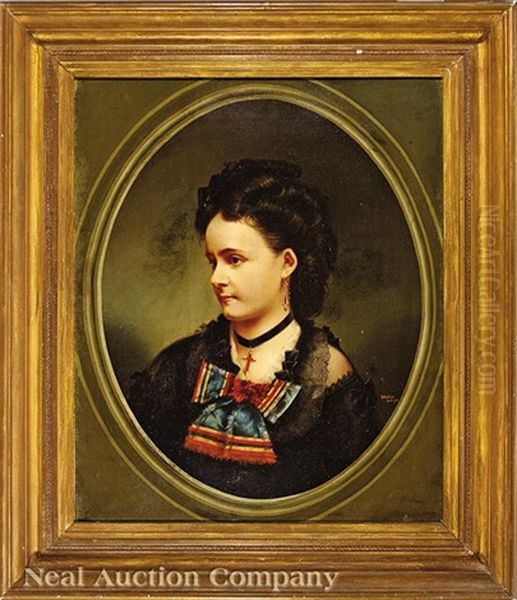 Portrait Of Marie Francoise Jeanne Fortier (1851-1873) Oil Painting by Theodore Sydney Moise