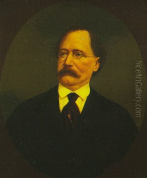 Portrait Of William Mallory Levy - Prominent Louisiana Attorney, Journalist, Congressman, Jurist Oil Painting by Theodore Sydney Moise