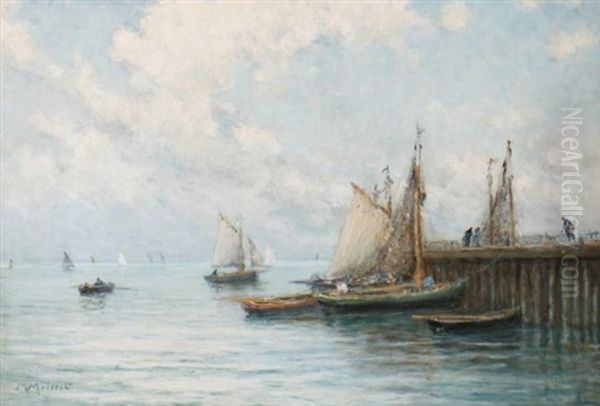 Harbour Scene Oil Painting by Maurice Moisset