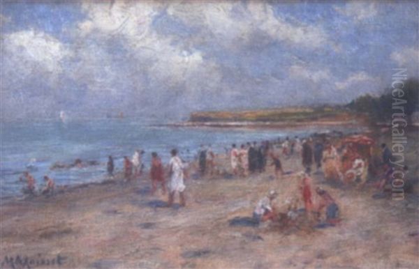 Scene De Plage, La Baignade Oil Painting by Maurice Moisset