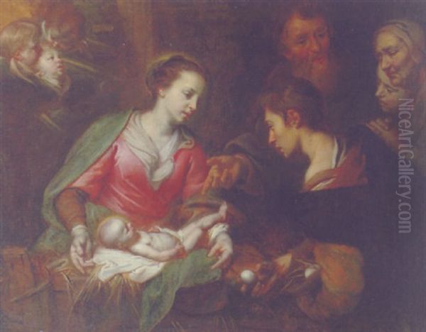 The Adoration Of The Shepherds Oil Painting by Pieter van Mol