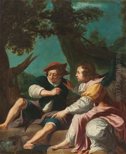 Tobias Und Der Engel2 Oil Painting by Pier Francesco Mola