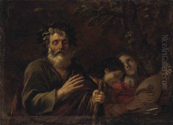 Homer Preaching To Two Of His Disciples Oil Painting by Pier Francesco Mola