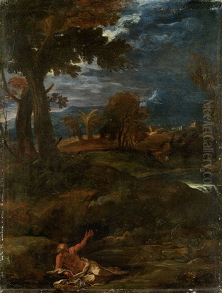 Nachtliche Waldlandschaft Mit Dem Hl. Anacoreta Oil Painting by Pier Francesco Mola