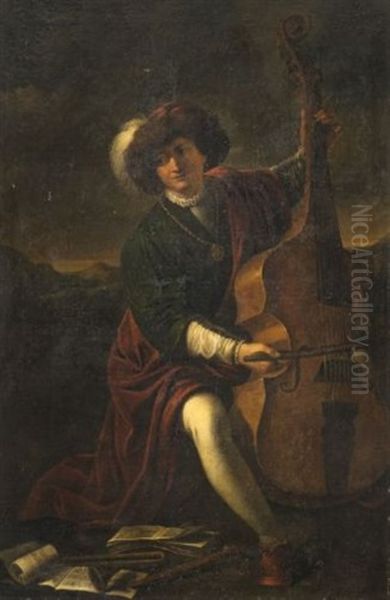 Joueur De Violone Oil Painting by Pier Francesco Mola