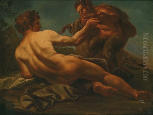 Bachanal Mit Einem Satyr Oil Painting by Pier Francesco Mola