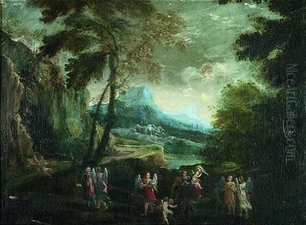 Die Flucht Nach Agypten Oil Painting by Pier Francesco Mola