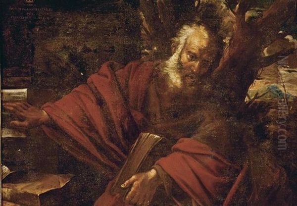 A Bearded Saint Or Prophet In A Landscape (saint Jerome?) Oil Painting by Pier Francesco Mola