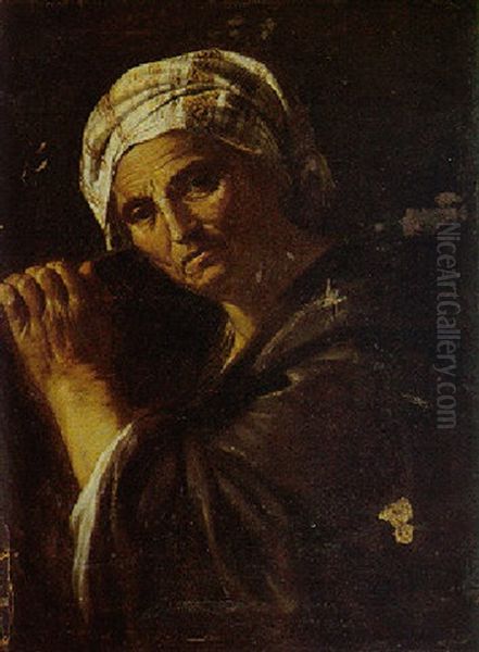 Portrait De Vieille Femme Au Turban Oil Painting by Pier Francesco Mola