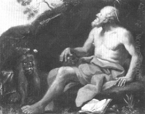 The Penitent St. Jerome In A Landscape by Pier Francesco Mola