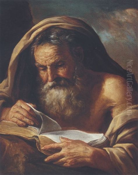 A Hermit Oil Painting by Pier Francesco Mola