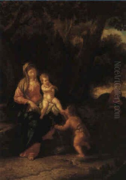 The Holy Family With St. John The Baptist Oil Painting by Pier Francesco Mola