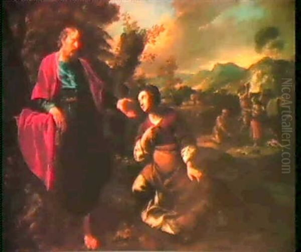 Ruth And Boaz Oil Painting by Pier Francesco Mola