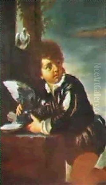 Ragazzo Con Piccione Oil Painting by Pier Francesco Mola