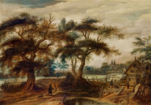 Wooded Landscape With A Cottage Oil Painting by Mattheus Molanus