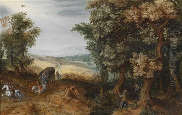 Eine Weite Landschaft Mit Einem Uberfall Durch Wegelagerer Oil Painting by Mattheus Molanus