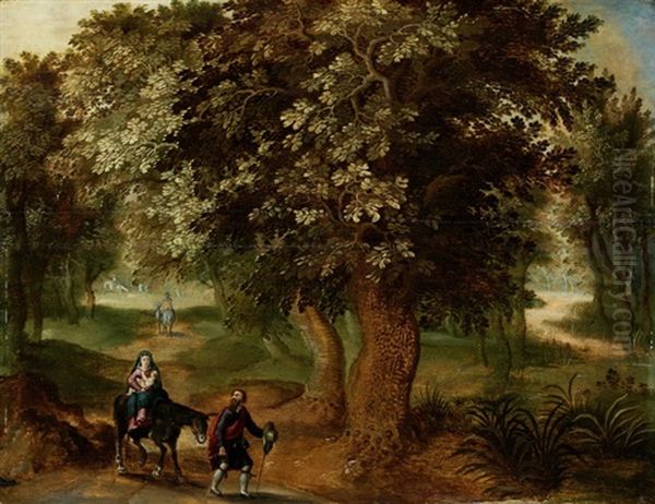 Waldlandschaft Mit Der Flucht Der Heiligen Familie Nach Agypten Oil Painting by Mattheus Molanus