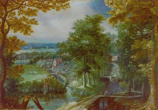 Weite Landschaft Mit Dorfen Und Kanalen Oil Painting by Mattheus Molanus