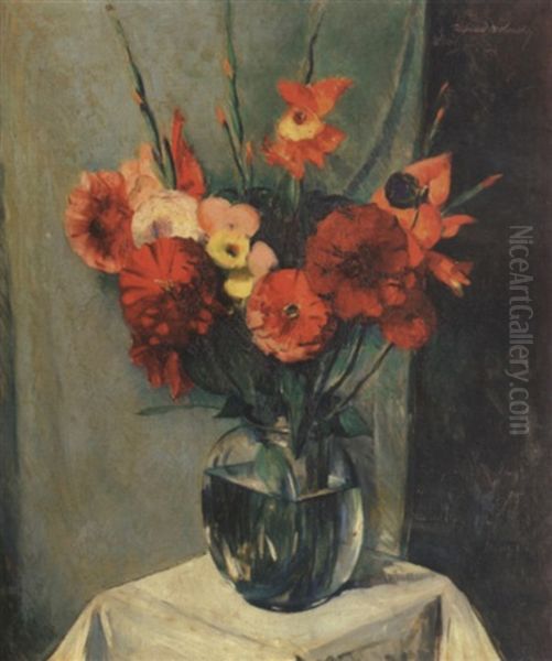 Spring Bouquet In Glass Vase Oil Painting by Maurice Molarsky