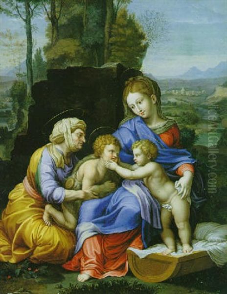 Madonna Mit Kind, Der Heiligen Elisabeth Und Dem Johannesknaben Oil Painting by Jan Baptiste Mole