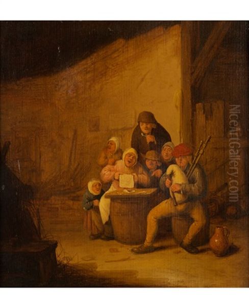 Bauernfamilie In Einer Kate Beim Singen Oil Painting by Bartholomeus Molenaer