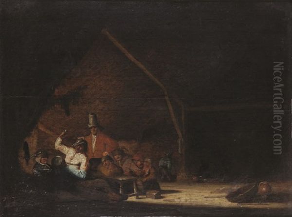 Scene D'auberge Animee De Personnages A La Fete Oil Painting by Bartholomeus Molenaer