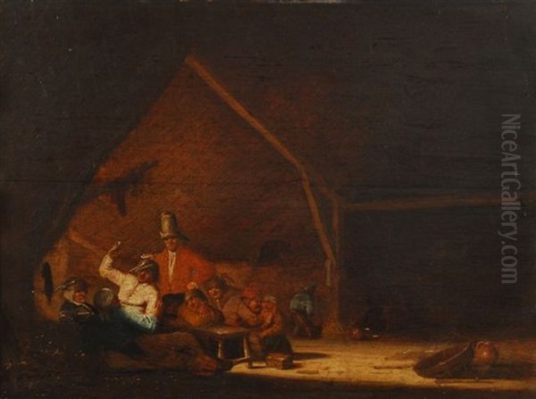 Scene D'auberge Avec Paysans Buvant Oil Painting by Bartholomeus Molenaer