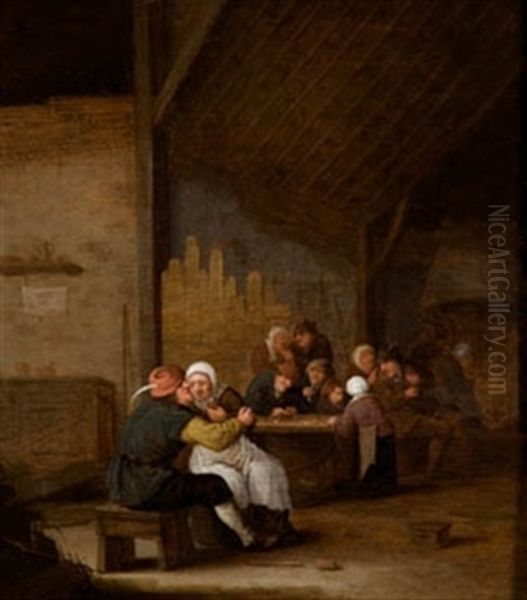 Interior De Taberna Con Campesinos Oil Painting by Bartholomeus Molenaer