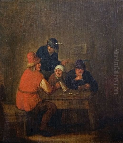 Interieurs Mit Bauern (2 Works) Oil Painting by Bartholomeus Molenaer