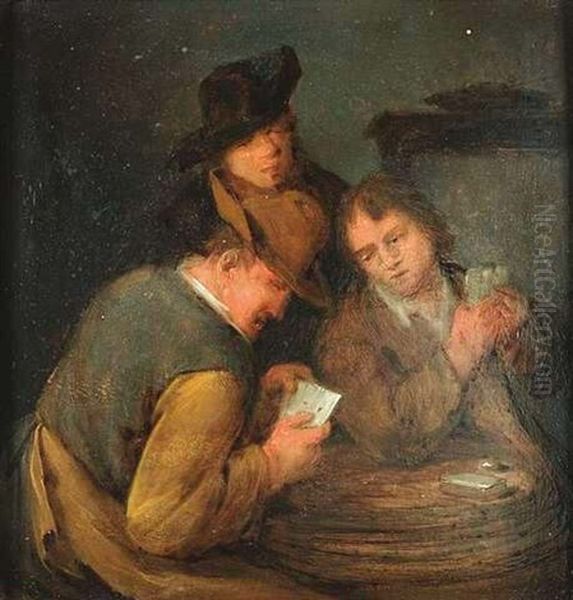 Bauern Beim Kartenspiel Auf Einem Bierfas Oil Painting by Bartholomeus Molenaer