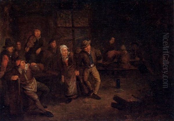 Tanzende Und Zechende Bauern In Einem Wirtshaus Oil Painting by Bartholomeus Molenaer