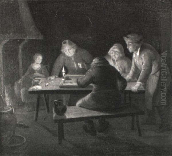 Brettspiel In Der Gesindekuche Oil Painting by Bartholomeus Molenaer