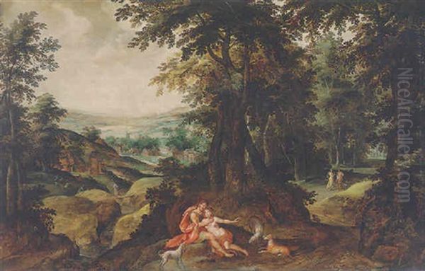 A Wooded Landscape With Cephalus And Procris Oil Painting by Cornelisz Molenaer