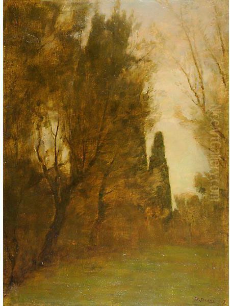 Cipressi A Villa Strohlfehrn Oil Painting by Bartolomeo Bezzi