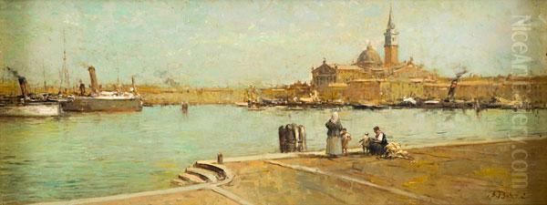 Veduta Del Bacino Di San Marco Verso L'isola Di San Giorgiomaggiore Oil Painting by Bartolomeo Bezzi