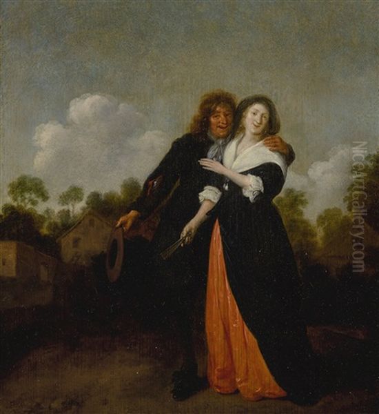 A Happy Couple In A Landscape Oil Painting by Jan Miense Molenaer