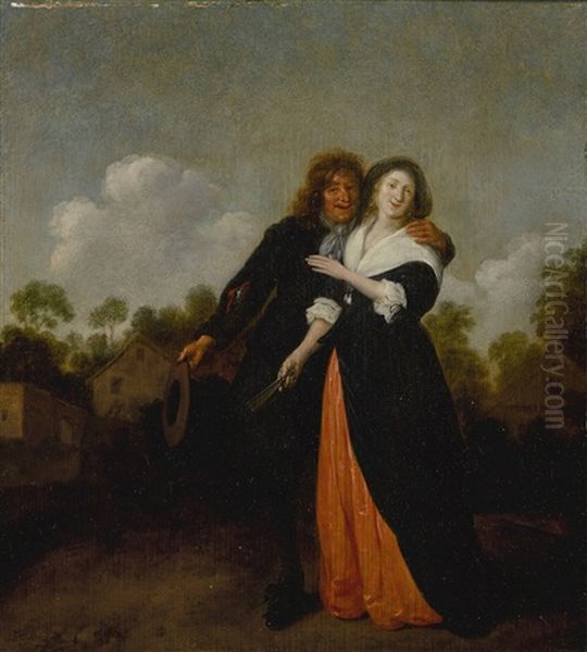 A Happy Couple In A Landscape Oil Painting by Jan Miense Molenaer